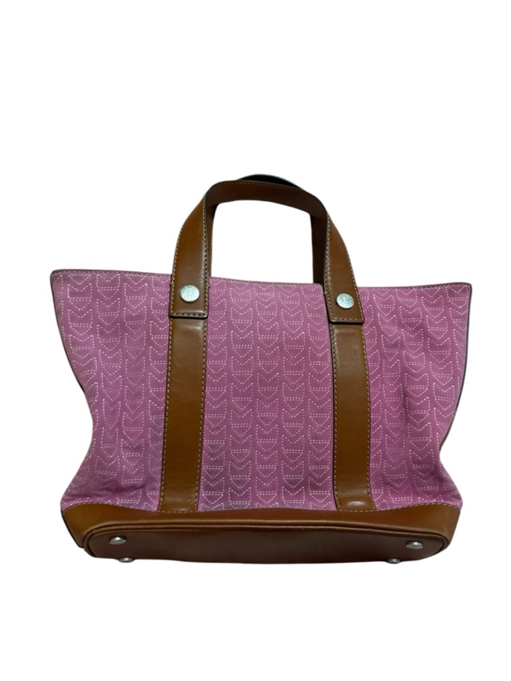 Michael Kors Pink Canvas Tote with Brown Leather Trim